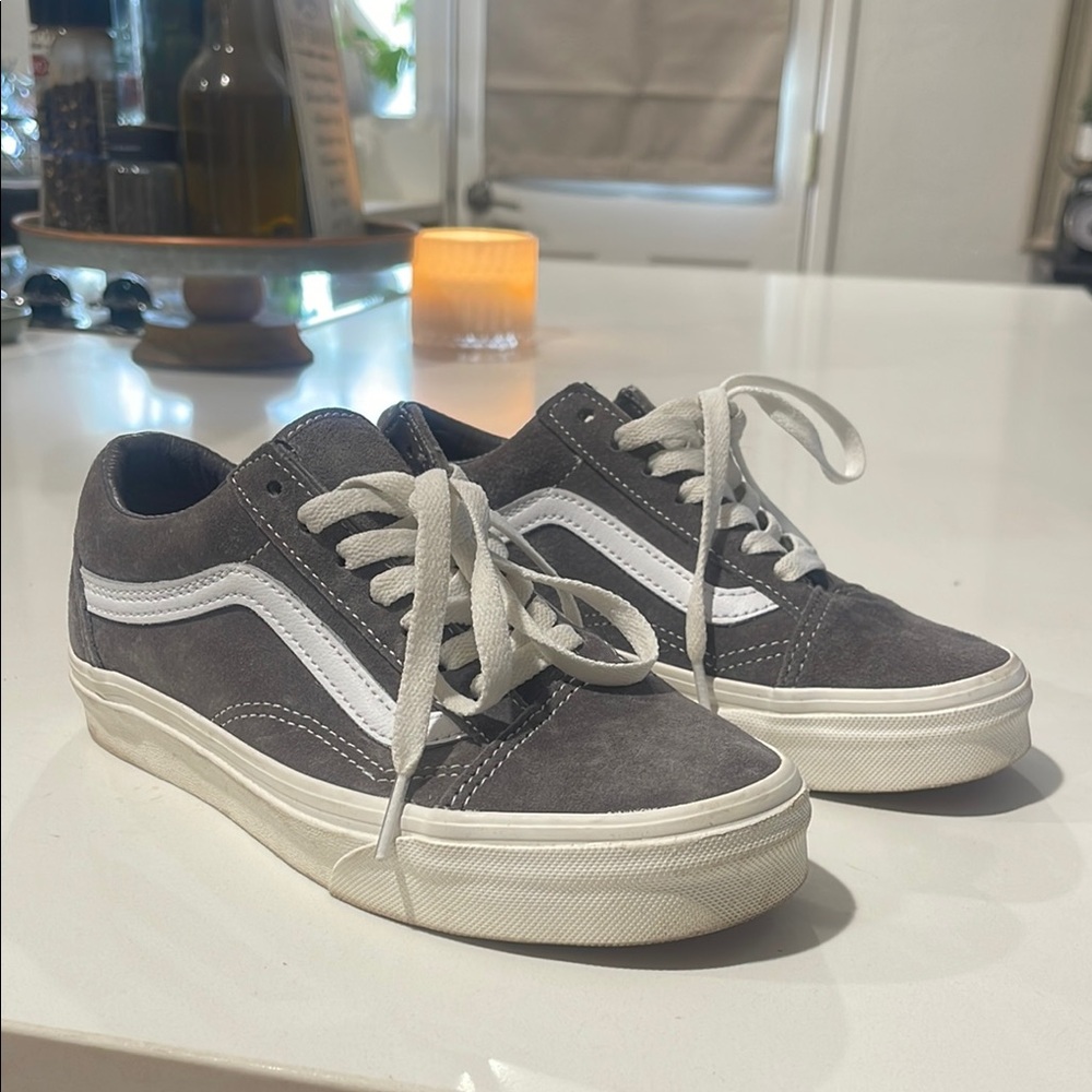 Gray and White Vans